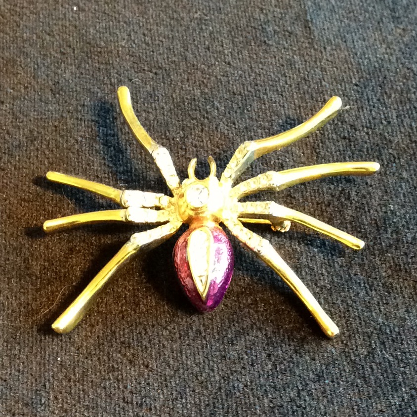 Austrian Crystal Enamel Spider Brooch